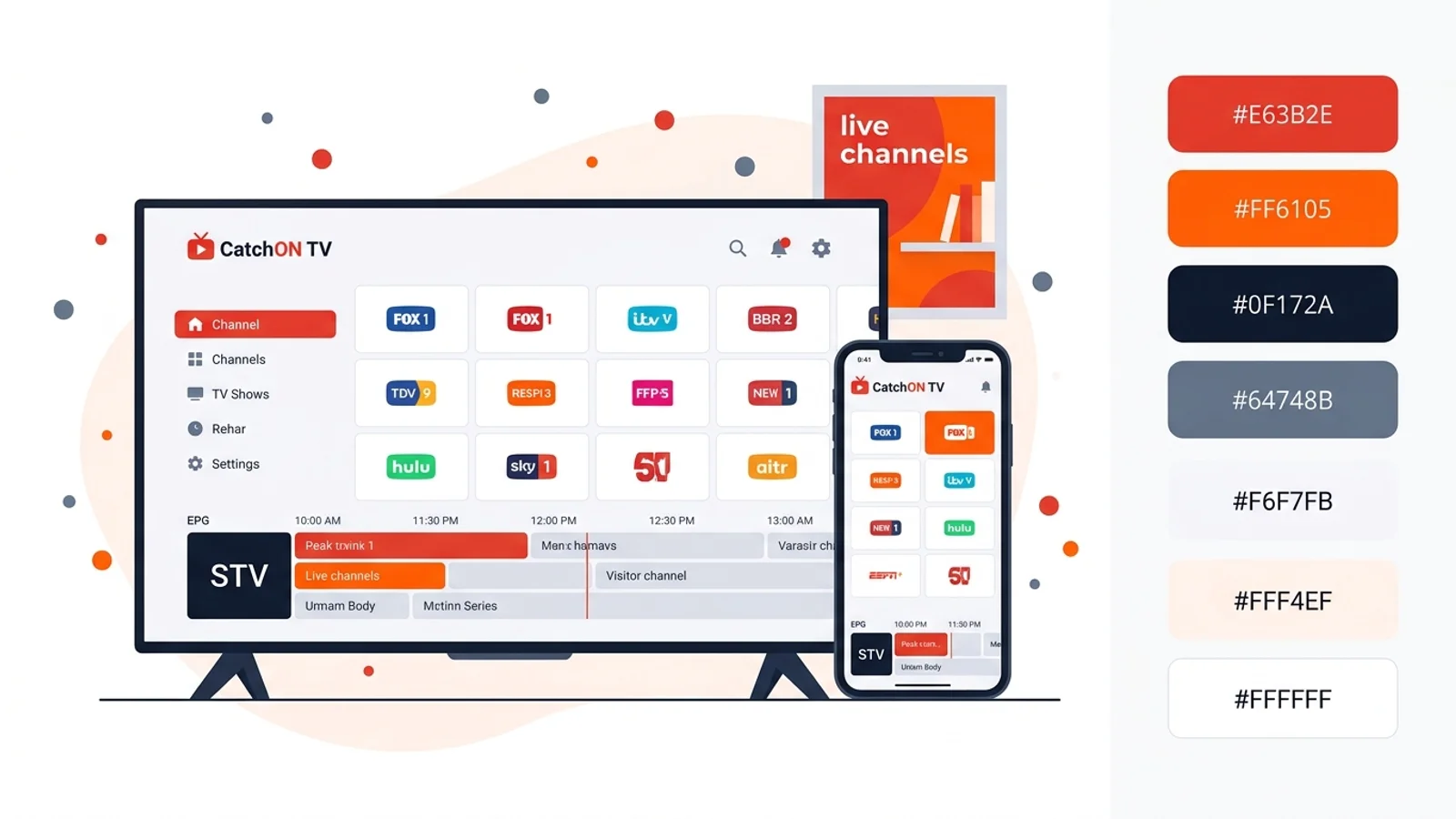 CatchON TV streaming on Smart TV, phone and tablet